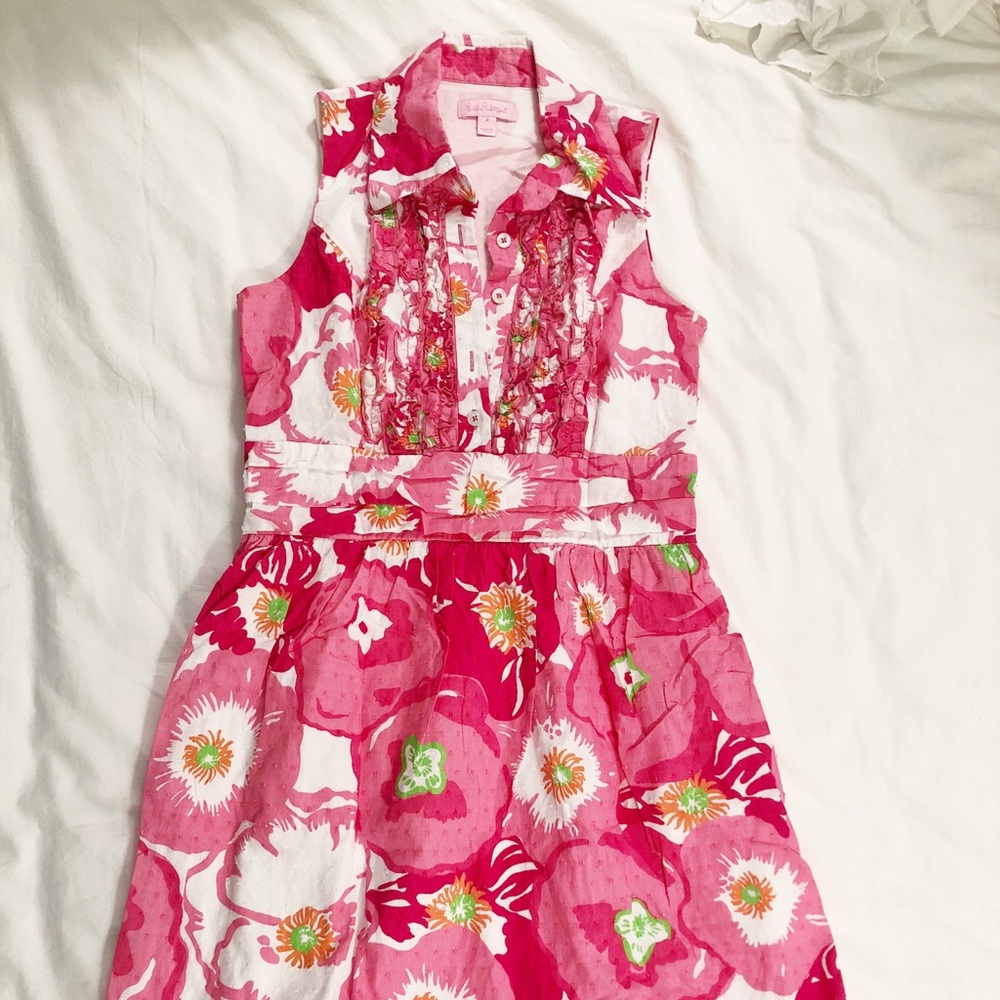 LILLY PULITZER cherry begonia print shirt dress